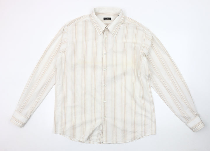 Lakeland Men's Beige XL Long Sleeve Striped Shirt