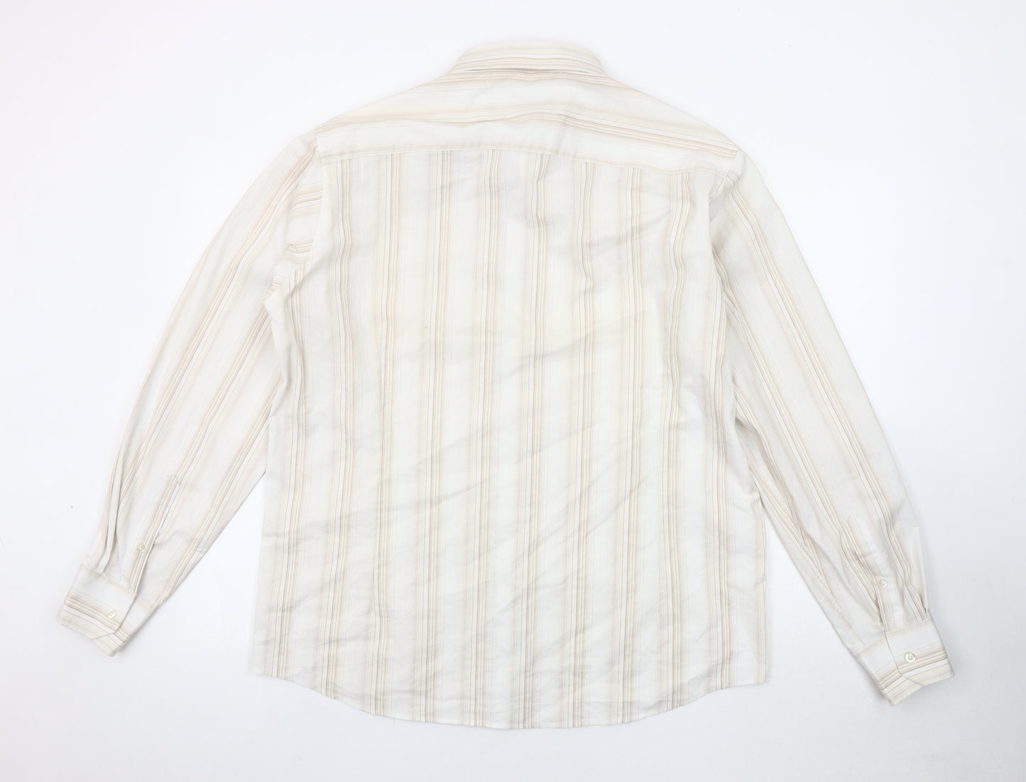 Lakeland Men's Beige XL Long Sleeve Striped Shirt