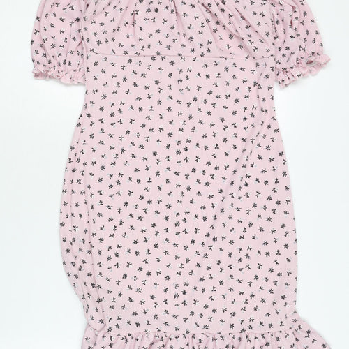 Boohoo Women's Pink Floral Off-Shoulder Dress Size 12