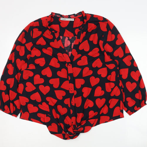 Oasis Women's Multicoloured Heart Blouse Size 14