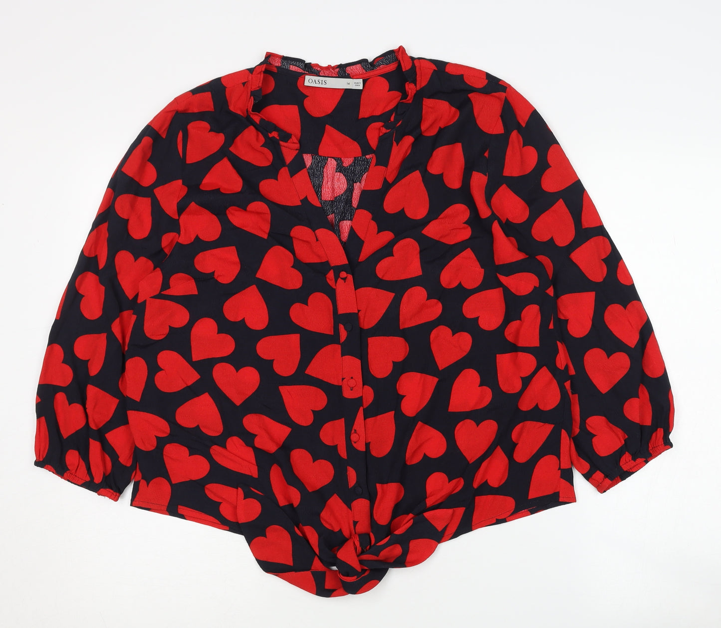 Oasis Women's Multicoloured Heart Blouse Size 14