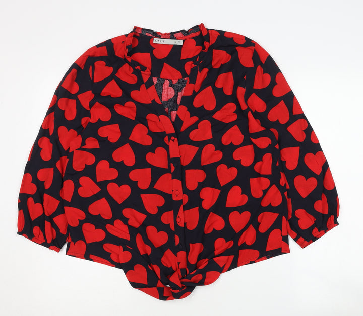 Oasis Women's Multicoloured Heart Blouse Size 14