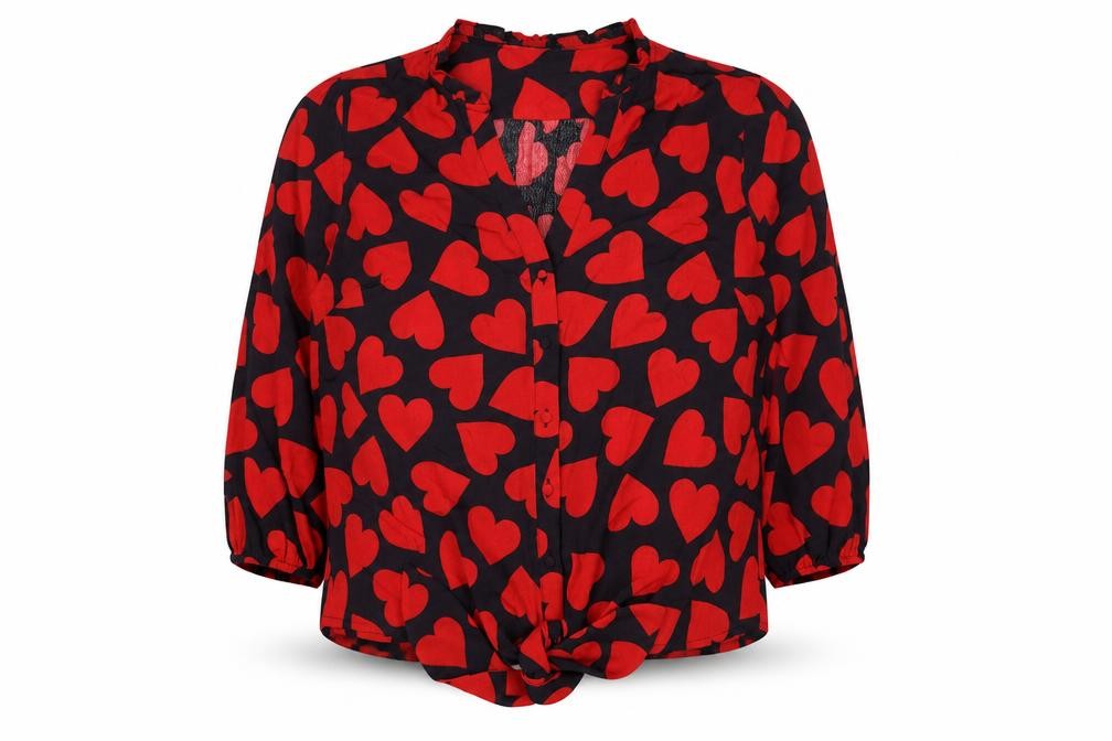 Front view of Oasis Women's Multicoloured Heart Blouse, size 14