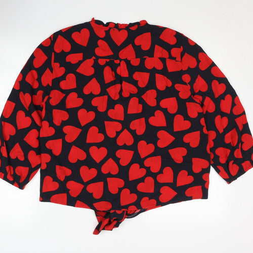 Oasis Women's Multicoloured Heart Blouse Size 14