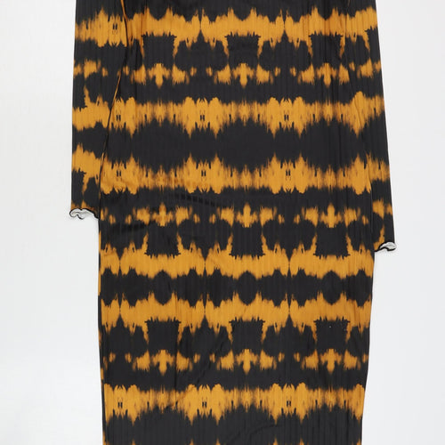 Missguided Women's Black Orange Tie Dye Midi Dress Size 8