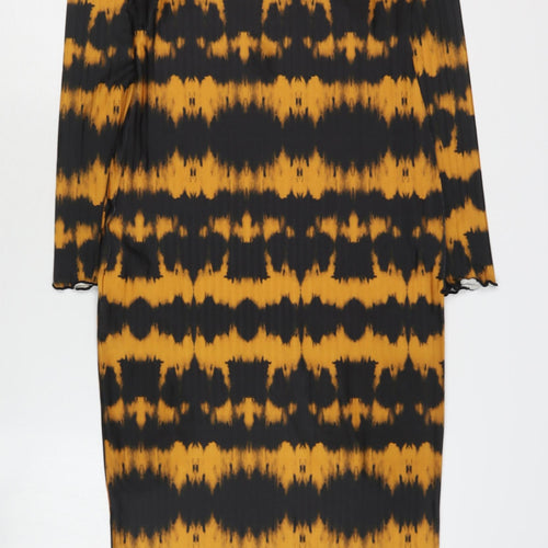 Missguided Women's Black Orange Tie Dye Midi Dress Size 8