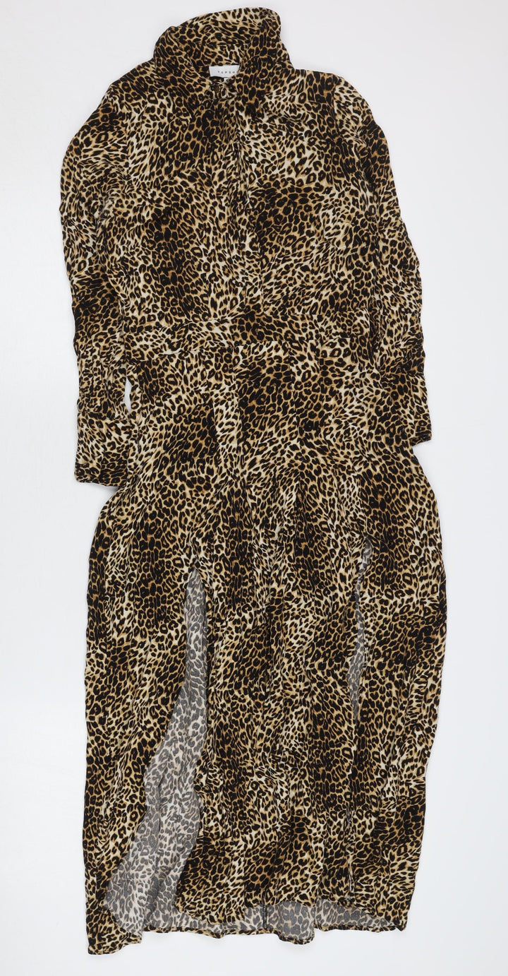 Topshop Women’s Multicoloured Animal Print Midi Dress Size 6