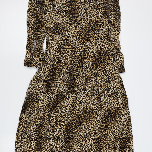 Topshop Women’s Multicoloured Animal Print Midi Dress Size 6