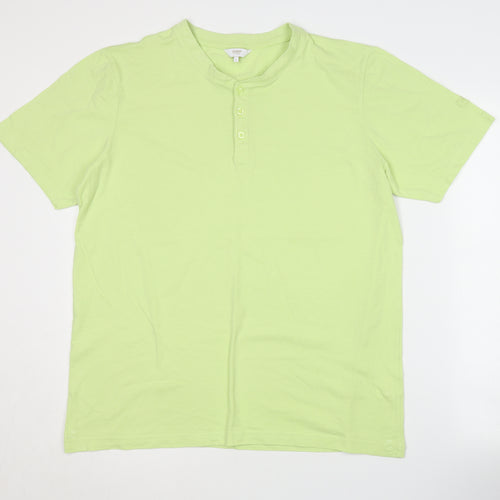 Cotton Traders Men’s Green Henley T-Shirt L