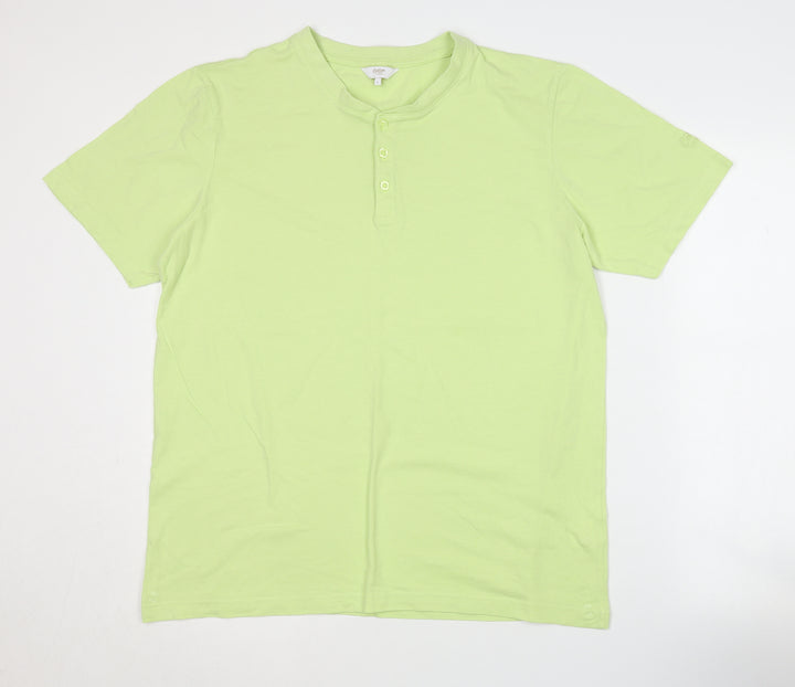 Cotton Traders Men’s Green Henley T-Shirt L