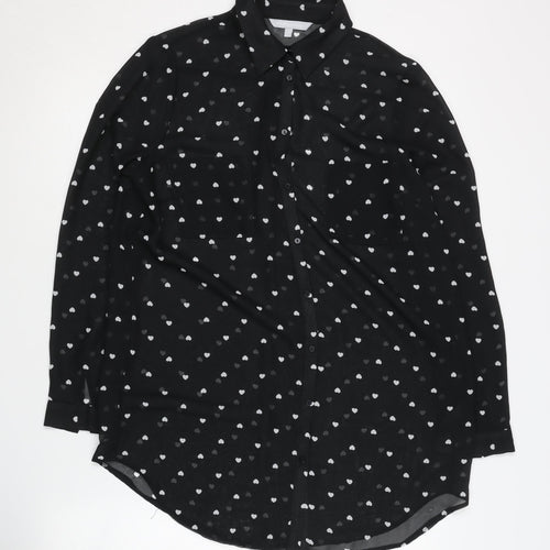 Red Herring Women's Black Button-Up Shirt Size 12