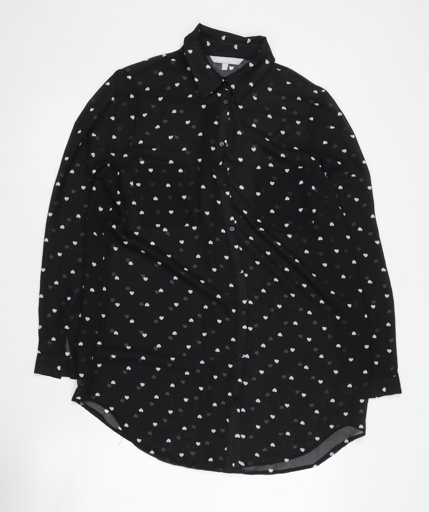 Red Herring Women's Black Button-Up Shirt Size 12