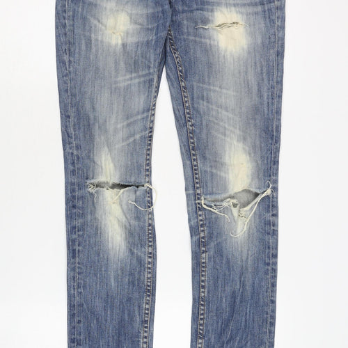 Firetrap Men's Blue Slim Tapered Jeans, 28 Waist, Distressed