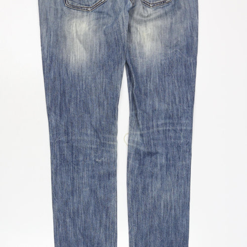 Firetrap Men's Blue Slim Tapered Jeans, 28 Waist, Distressed