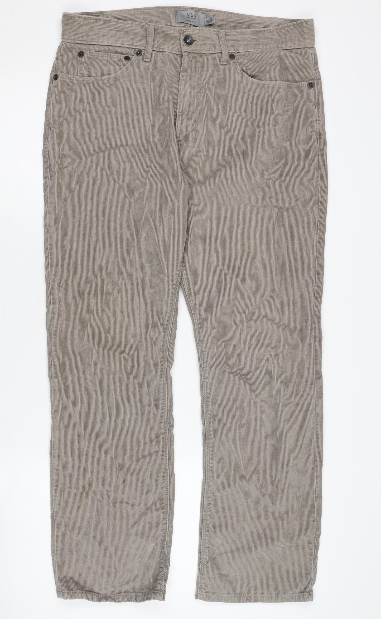 Marks and Spencer Men's Beige Corduroy Trousers Size 32