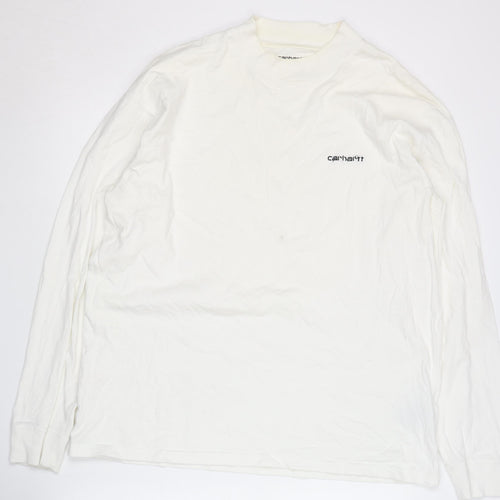 Carhartt WIP Men's White Long Sleeve Mock Neck T-Shirt L