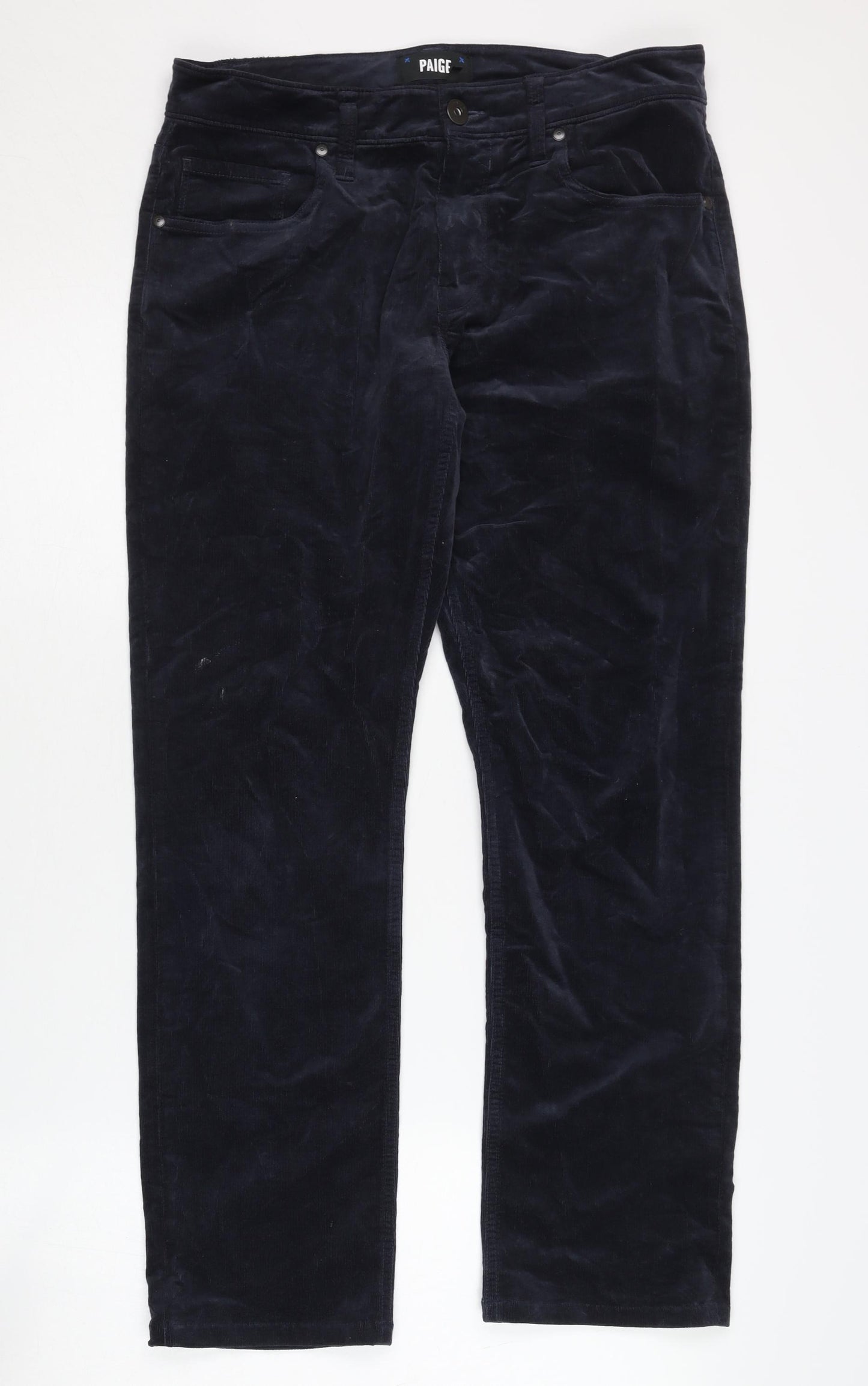PAIGE Blue Corduroy Trousers Unisex Adults Size 30