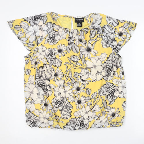 Liz Claiborne Women's Yellow Floral Blouse Petite