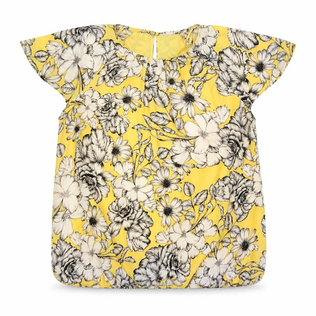 Liz Claiborne Women's Yellow Floral Blouse Petite