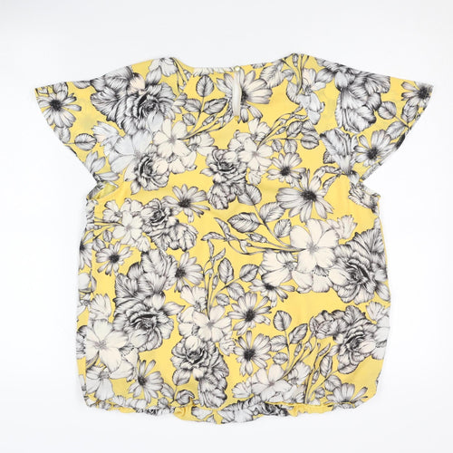 Liz Claiborne Women's Yellow Floral Blouse Petite