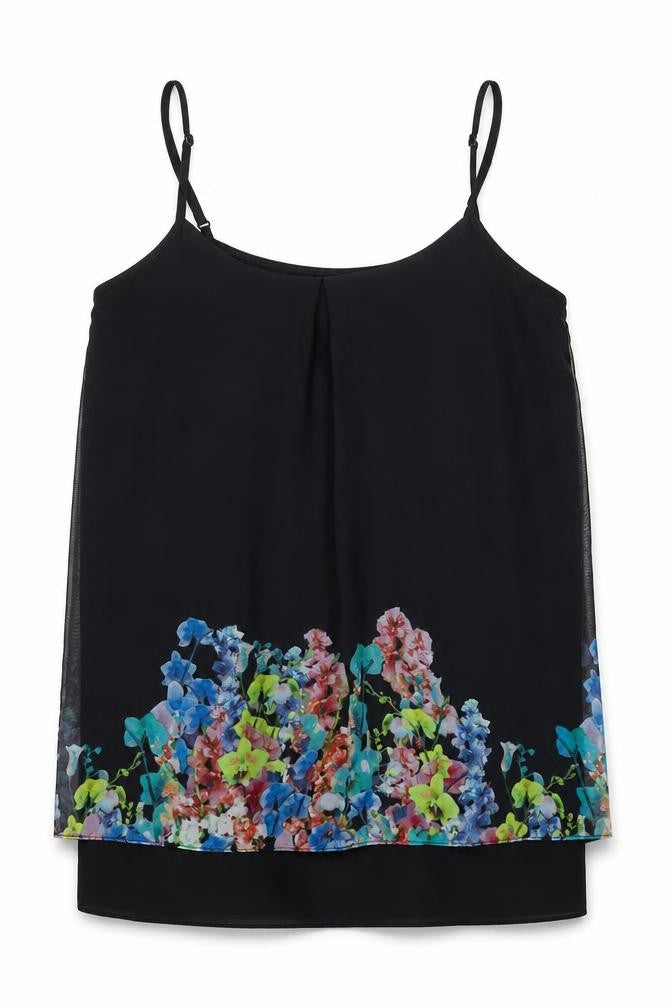 Coast Women's Black Floral Camisole Tank Top Size 6