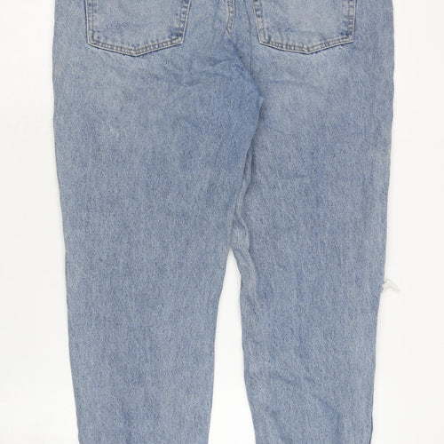 Topshop Women’s Blue Mom Jeans with Distressed Details