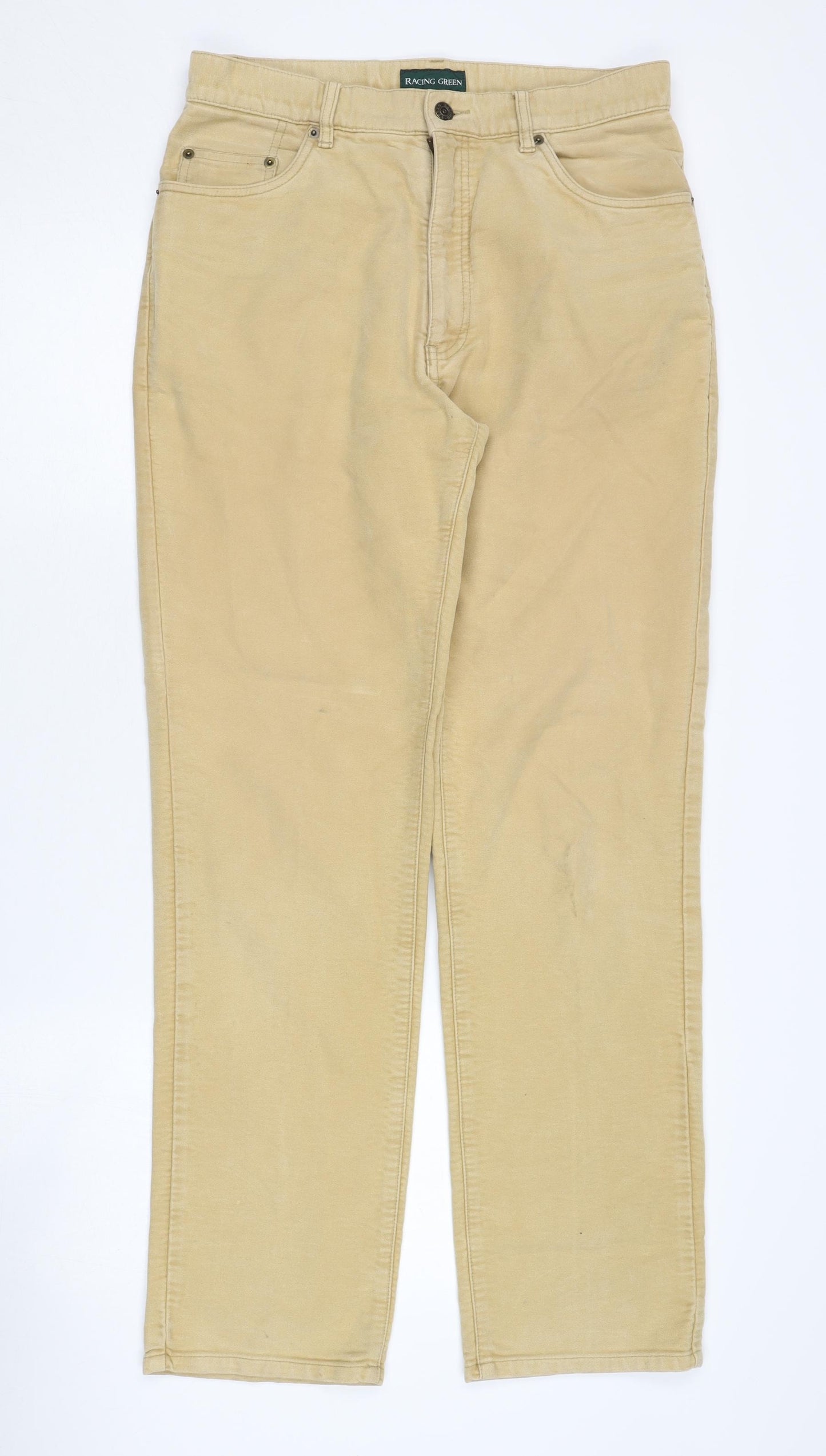 Racing Green Women's Beige Straight Jeans Size 32