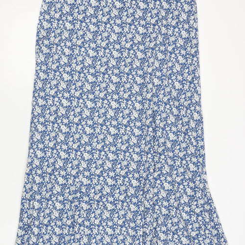 David Nieper Women’s Blue Floral Midi A-Line Skirt