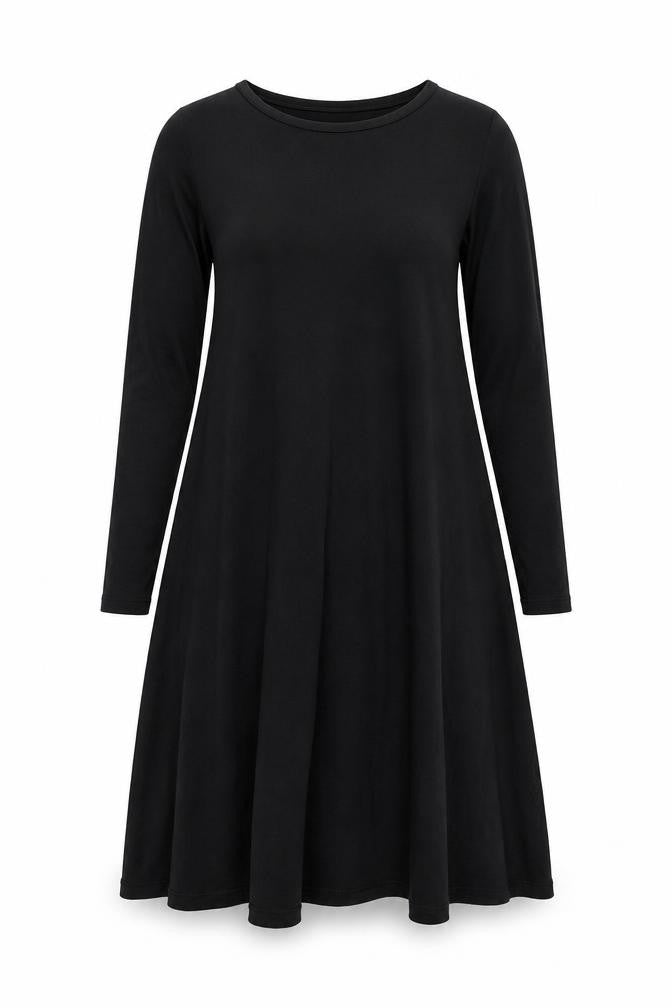 Front view of boohoo Women's Black Long Sleeve Dress, size 8