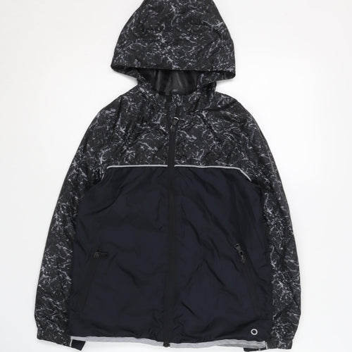 Marks and Spencer Girls Black Windbreaker Jacket 8-9 Years