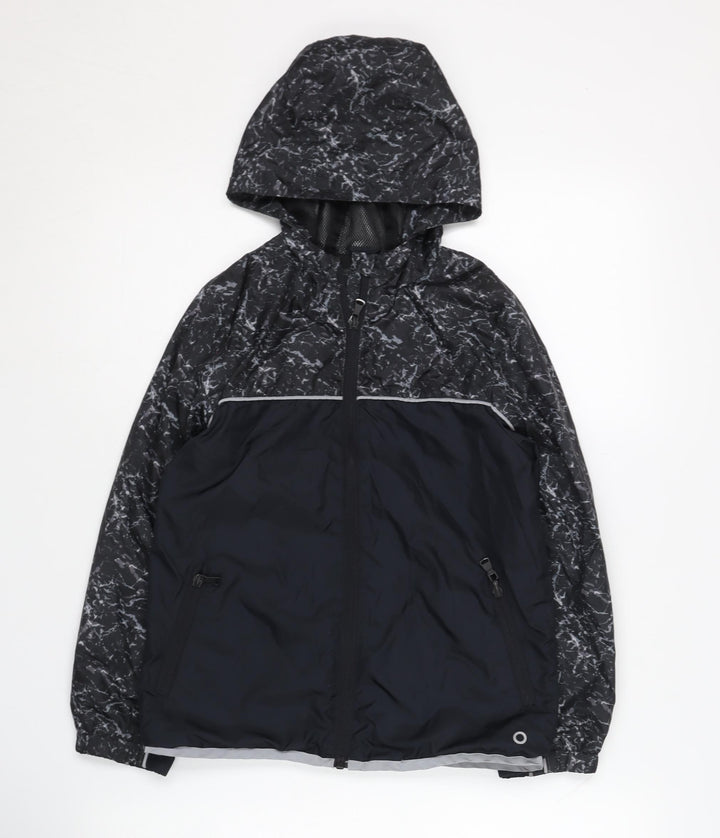 Marks and Spencer Girls Black Windbreaker Jacket 8-9 Years