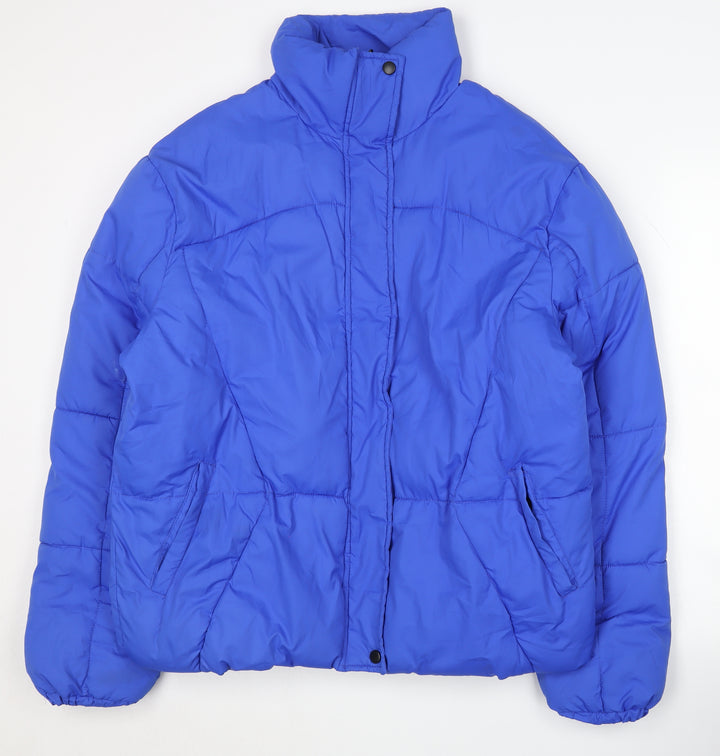 M Women's Blue Puffer Jacket Size 6, Full Zip