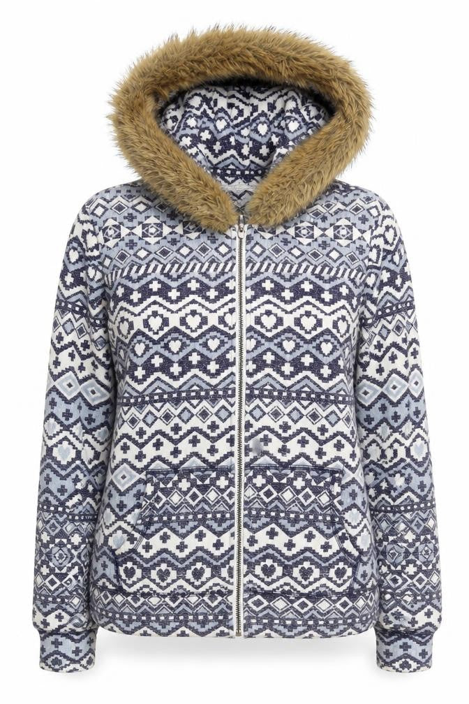 Front view of New Look Women's Multicoloured Fur Trim Jacket, size 12