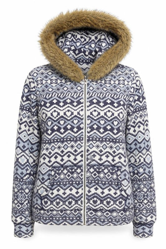 Front view of New Look Women's Multicoloured Fur Trim Jacket, size 12