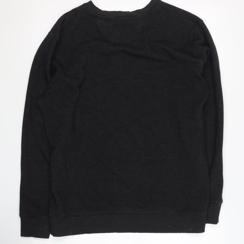 Zara Men's Black Sweatshirt - L, Crew Neck, Polyester Blend