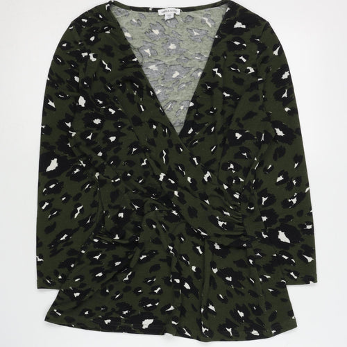 Sonder Studio Women's Green Wrap Top Size 14 V-Neck