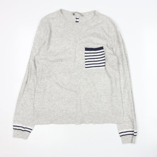 Oasis Women’s Grey Striped Pullover Jumper M