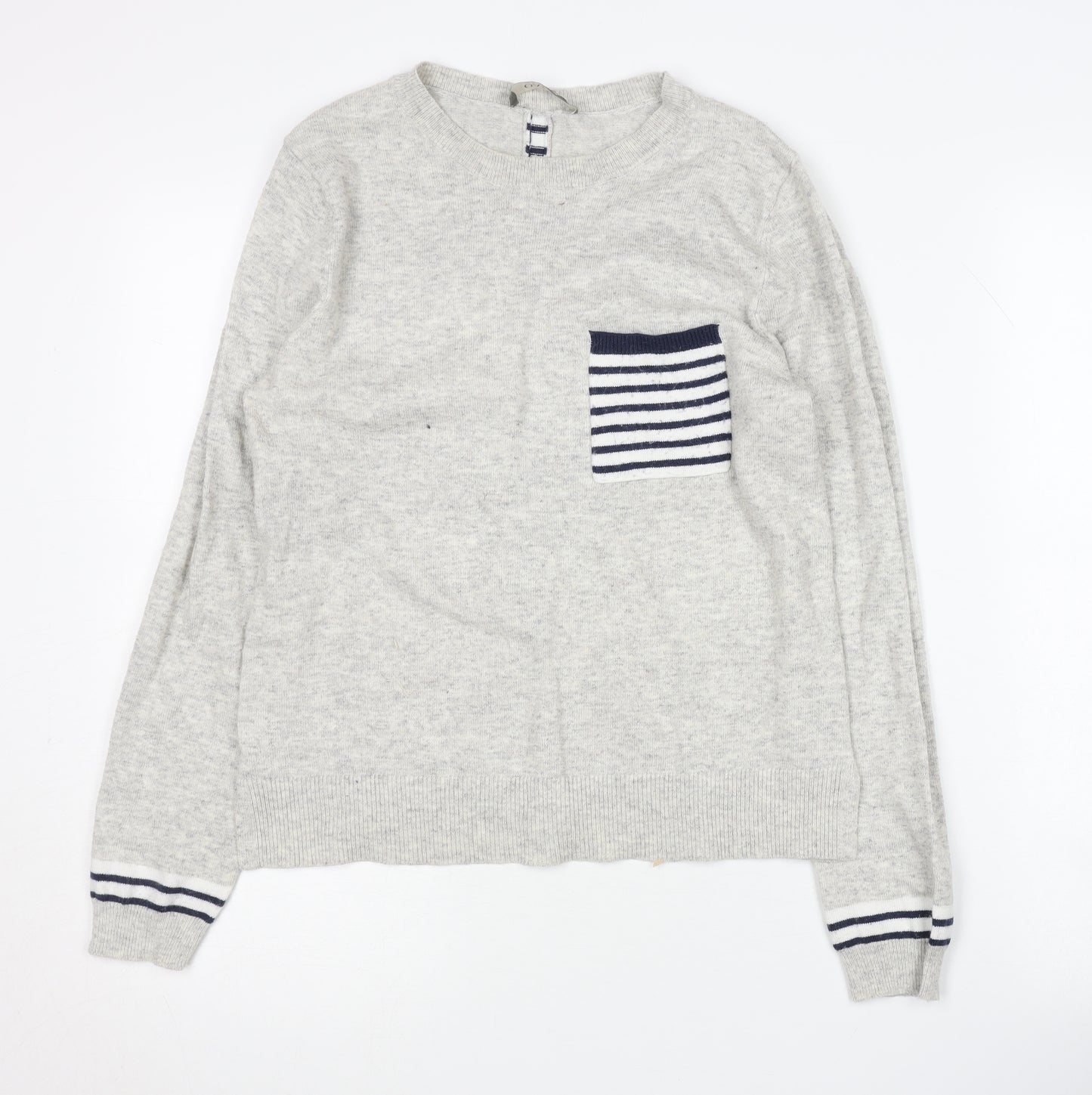 Oasis Women’s Grey Striped Pullover Jumper M