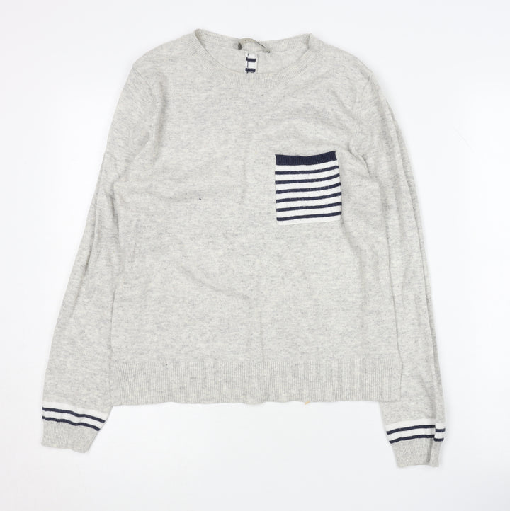 Oasis Women’s Grey Striped Pullover Jumper M