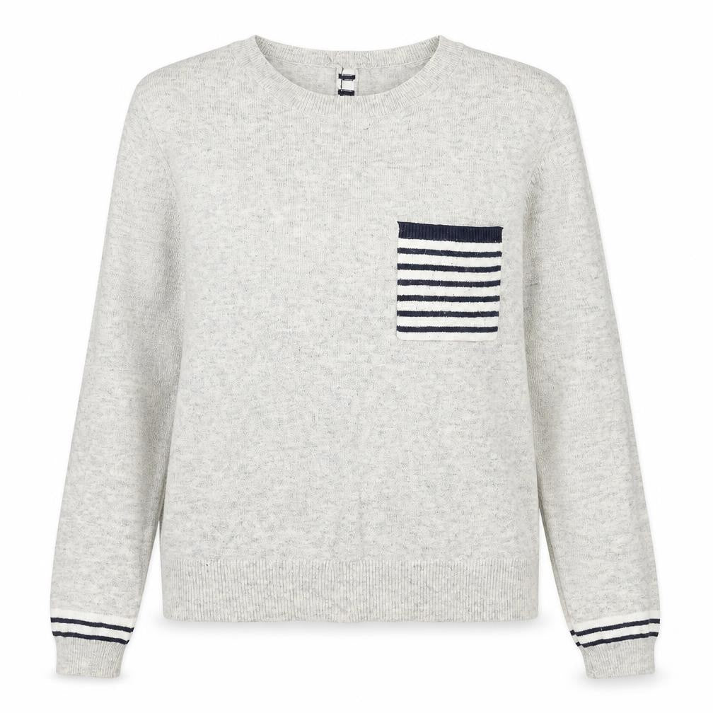 Front view of Oasis Women’s Grey Striped jumper M