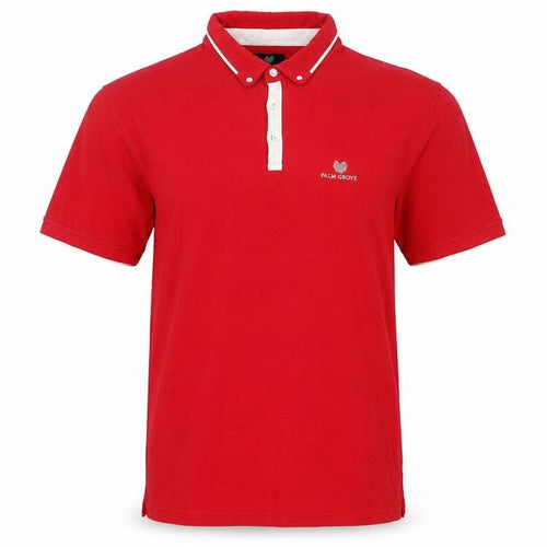 Palm Grove Men's Red Golf Polo Shirt XL Cotton Button-Down