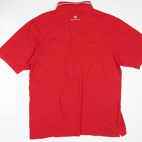 Palm Grove Men's Red Golf Polo Shirt XL Cotton Button-Down
