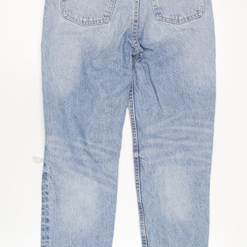Zara Women's Blue Mom Jeans Size 4 High-Rise Distressed