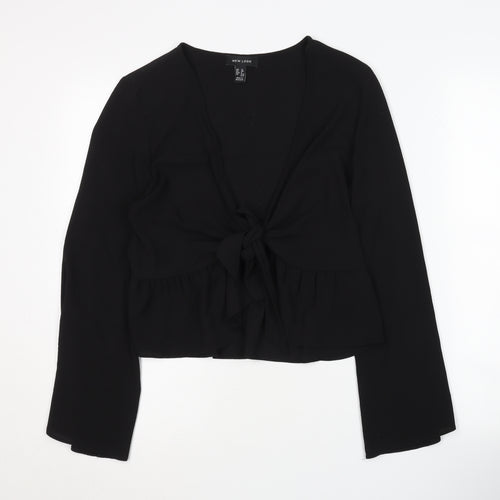 New Look Women's Black V-Neck Wrap Blouse, Size 12