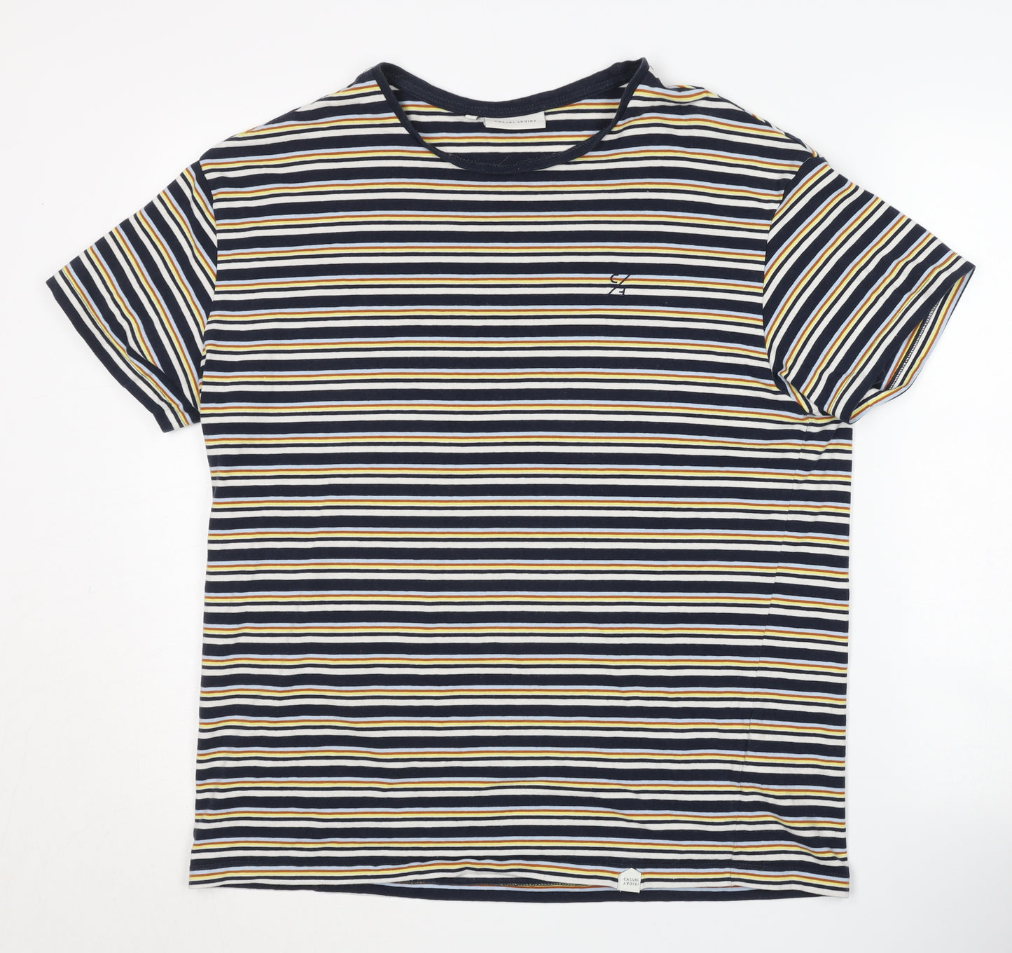 Casual Friday Men's Multicoloured Striped L T-Shirt