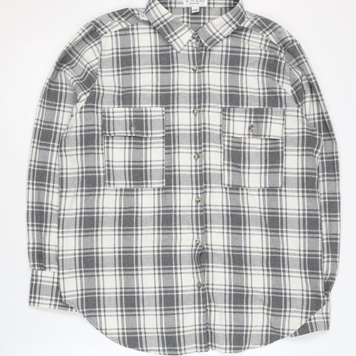 In The Style Women's Grey Check Button-Up Shirt