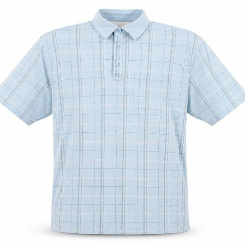 Carabou Men's Blue Check Polo Shirt, Size L, Casual Classic