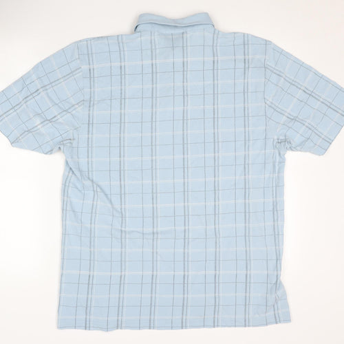 Carabou Men's Blue Check Polo Shirt, Size L, Casual Classic