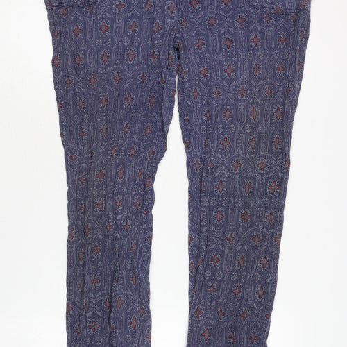 Marks and Spencer Women's Blue Floral Trousers Size 16