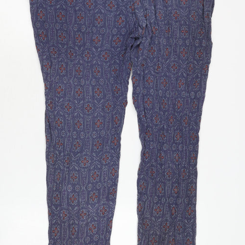Marks and Spencer Women's Blue Floral Trousers Size 16